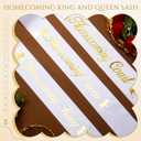 8 Pcs Homecoming Court Sashes Set School Dance White Gold Print Prom Court Sash for School Dance Party Halloween Wedding Pageants Ceremony Accessories