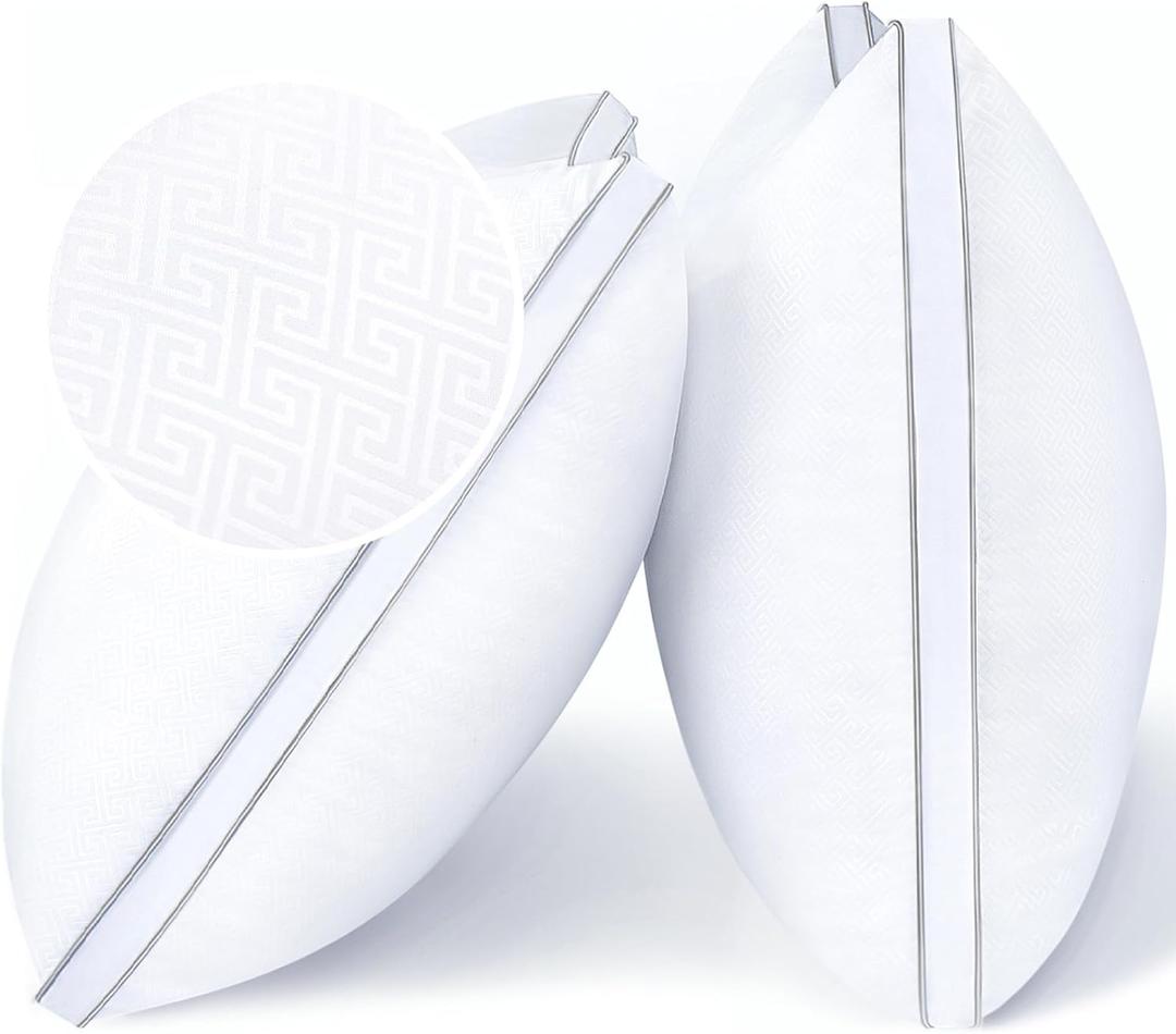 viewstar Bed Pillows Standard Sizes Set of 2, Hotel Quality Cooling Down Alternative Gusseted Pillows for Side, Back, or Stomach Sleepers, White