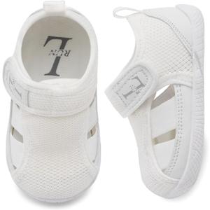 L-RUN Toddler Shoes Barefoot Kids Sneakers Wide Minimalist Boys Girls Summer Footwear for Indoor Outdoor Walking Running (White)