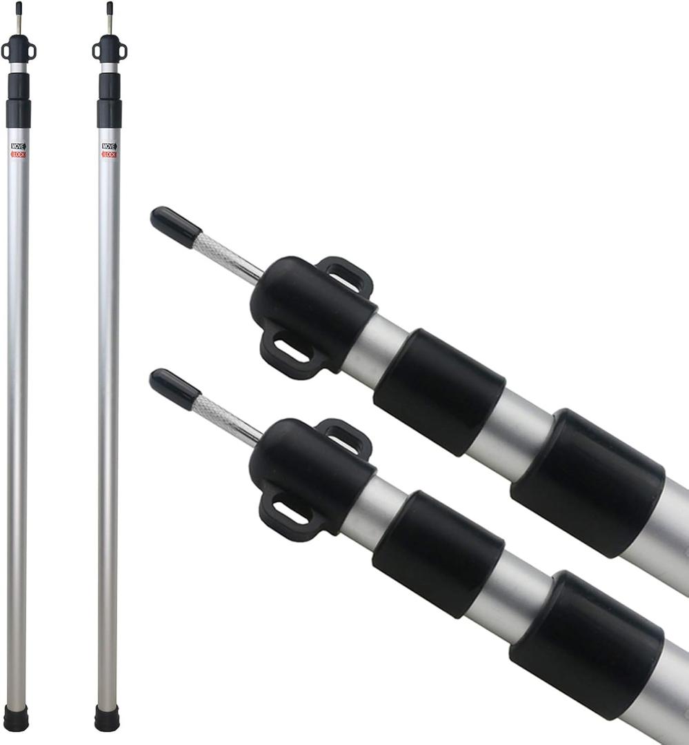 Sunnyglade 2 Pcs Adjustable Tarp Poles, Silver , Telescoping Aluminum Rods Portable Awning Poles for Camping,Backpacking,Hiking(Set of 2), 43.5 Inches X [Width]