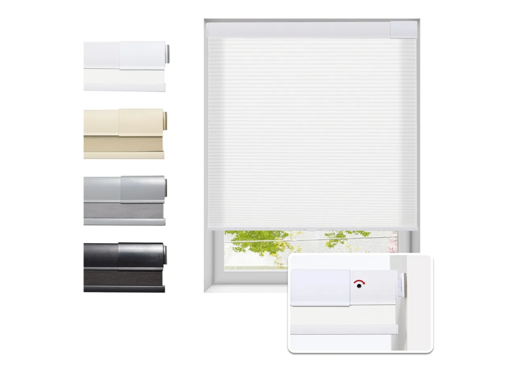 No Drill Cellular Shades for Indoor Windows, Thermal Insulating & Noise Reducing Honeycomb Blinds, Cordless Free Stop Blinds Light Filtering, White, 28" W x 64" H