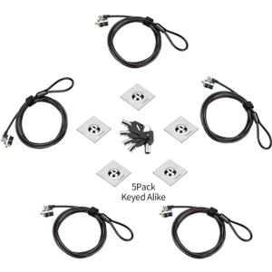 5Pack Laptop Cable Lock Hardware Security Cable Lock Anti Theft 5Keys 6.7Ft Compatible for Tablet Laptops, iMac,Out Door TV,Mac mini,& Other Devices Longer Cable 5PCS keyed Alike