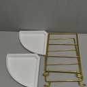 FSyueyun 2Tier Corner Bathroom Counter Organizer, ToolLess Installation Vanity Shelf Small Plastics Countertop Makeup Tray Skincare Perfume Organizers (Gold)