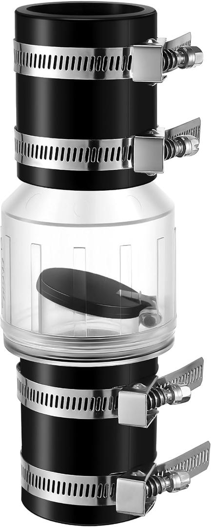Sump Pump Check Valve 1-1/2", Check Valves Spring Loaded Flapper for Backflow Prevention, Silent Check Valve with 4 Stainless Steel Clamps, Sump Pump Life Expectancy Increase, Fit 1-1/2" Pipe