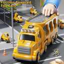 Construction Truck Toys Set for Kids Aged 1 2 3 4 5 6 7 8, Truck Playset with Toy Car, Light and Sound, Movable Parts Construction Toys for Toddlers, Birthday Gifts for Boys Girls 2-4 4-7
