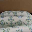 4 Pack Grandmillenial Chair Cushions for Dining Chairs 17" x 16" x 2" D-Shaped Breathable Blue and White Floral Linen Kitchen Chair Pads with Ties Washable Non Slip Seat Cushion