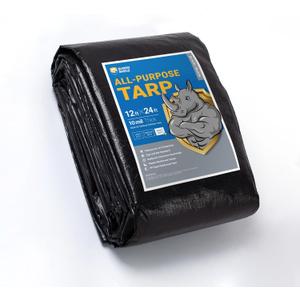 GUARD SHIELD Tarps Heavy Duty Waterproof 12x24 Feet Black Poly Tarp Cover Square Outdoor Thick UV Resistant Tarpaulin with Grommets 10mil