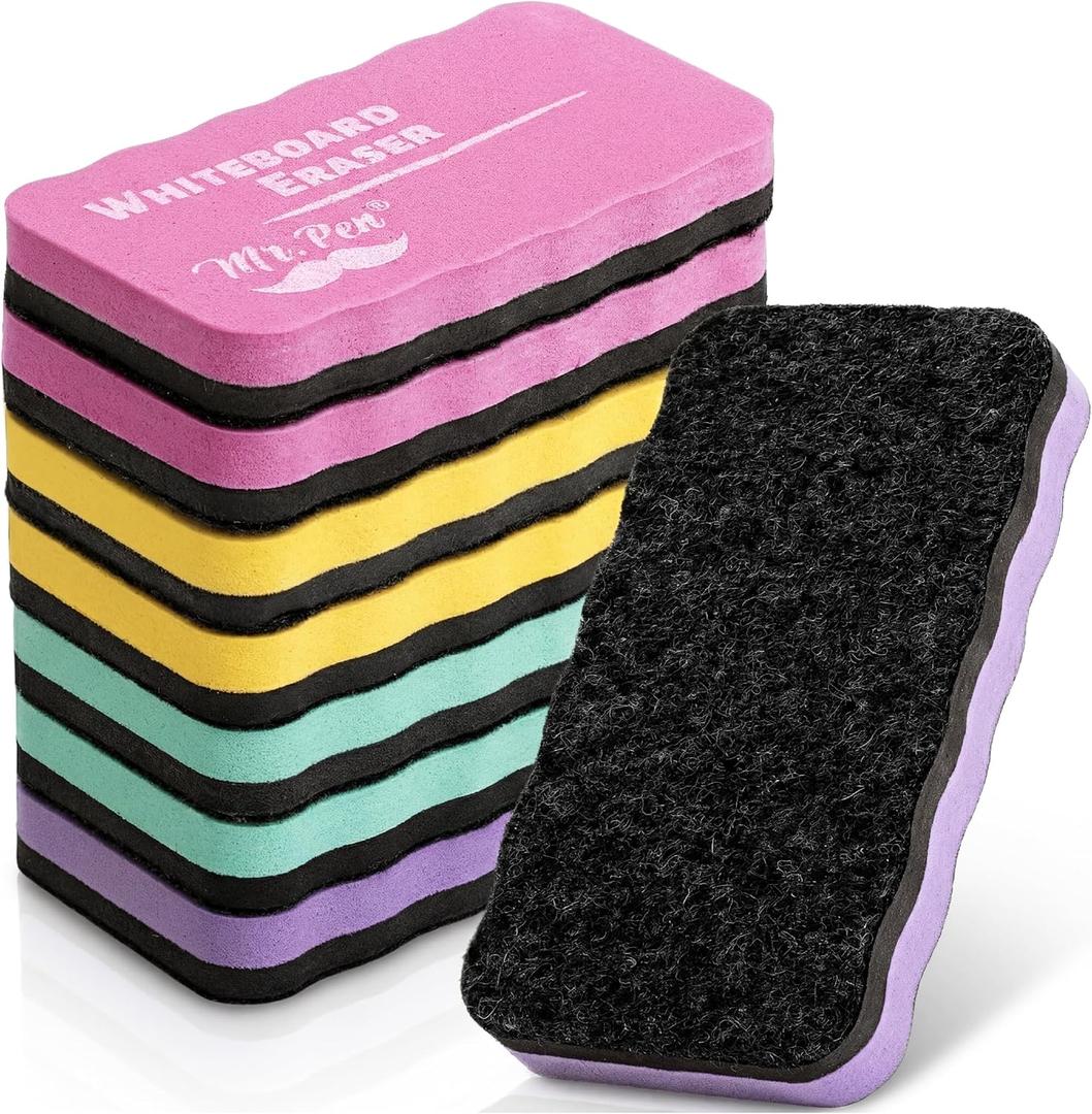 Mr. Pen- Magnetic Dry Erase Erasers, 4"x2.25", 8 Pack, Colorful Magnetic Whiteboard Erasers for White Board, Classroom, Home, Office, Back to School Supplies (Pastel)