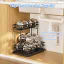 2 Pack Under Sink Organizers and Storage, 2 Tier Pull Out Cabinet Organizer, Metal Sliding Drawer Storage for Kitchen BathroomBlack