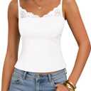 ZESICA Women's Sleeveless Lace Camisole Tops Summer 2026 Spaghetti Strap Tank Top Y2k Sexy Going Out Trendy Shirts (White)