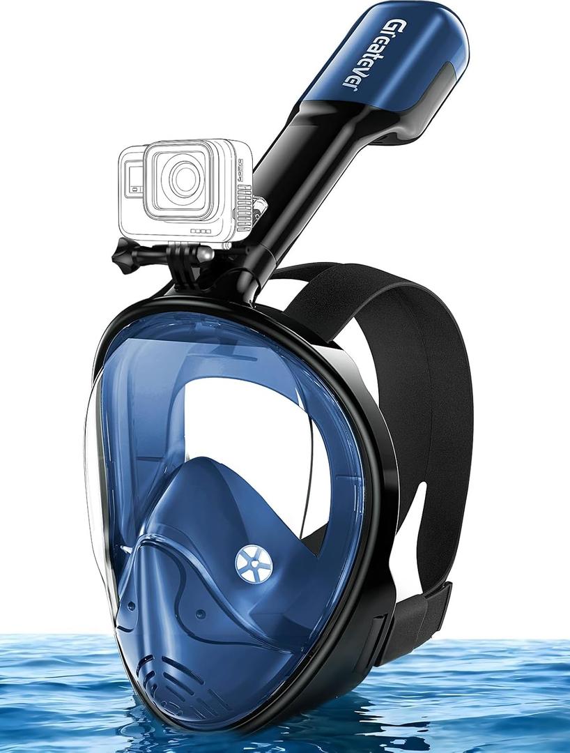 Greatever Full Face Snorkel Mask, Snorkeling Gear for Adults with Latest Dry Top Breathing System and Detachable Camera Mount, Foldable Snorkel Mask Adult, Snorkels Anti-Fog & Anti-Leak