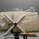 FDW Criss Cross Chair Armless Cross Legged Office Desk Chair Adjustable Swivel Ergonomic Desk Chair No Wheels U Shaped Backrest with Wide Seat Native Sponge Computer Task Vanity Chair for Home Office (Beige)