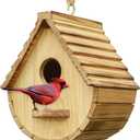 STARSWR Bird House for Outside,Bird Houses Outdoor, Natural Wooden Bird House Clearance Bluebird Finch Cardinals Hanging Birdhouse for Garden Viewing