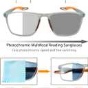 K.LAVER Photochromic Progressive Multifocus Reading Glasses Blue Light Blocking Multifocal Readers Spring Hinge Sunglasses