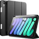 JETech Case for iPad mini (A17 Pro, 2024 Model, 7th Generation) / mini 6 (2021 Model, 6th Generation), Slim Tablet Cover with Soft TPU Back, Auto Wake/Sleep (Black)