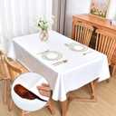 Rectangle Tablecloth 60 x 84 inch for 6-8 Seats Waterproof, TPU Coated Spill Proof Dining Table Cloths White