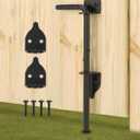 12" Heavy Duty Cane Bolt Gate Drop Rod Hardware Ground Latch for Wood PVC Vinyl Metal Fences Gates, Double Doors, Black Solid Steel -1 Pack