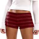 SOLY HUX Women's Knit Micro Shorts Striped Y2k Low Rise Booty Mini Shorts Color Block Strechy Loungewear (Medium)