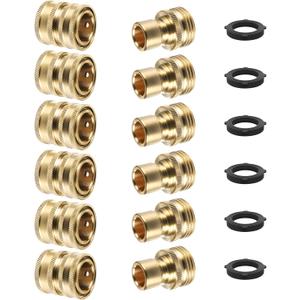 Twinkle Star 6 Sets Brass Quick Connect Hose Fittings, 3/4 Inch Garden Hose Quick Connect, Water Hose Connectors