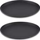 FillTouch 2 Pcs Restaurant Serving Trays PP Plastic Non Slip Rubber Lined Large Oval Tray for Kitchen Dining Room Cafeterias Fast Food Service (27 x 22 Inch,Black)