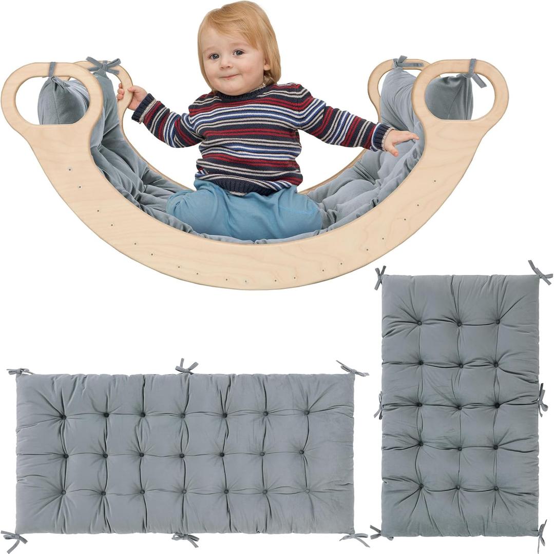 ROYALAY Premium Climbing Set Cushion, Toddler Nap Mat, Bed Floor Pillow, Rocker Pillow for Toddlers Arch Climber, 34 * 20 * 3 inch, Gray