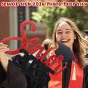CroBlissful 2026 Senior Sign Graduation Party Decorations Wooden 17 Inch Senior Board Photo Booth Props Class of 2026 Grad Picture Props for Graduation Night Party(Black Red)