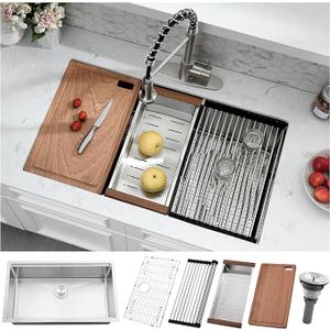 30 Inch Undermount Kitchen Sink - 30x16 Stainless Steel Workstation Kitchen Sink 10 Inch Deep Single Bowl Undermount Sinks with Accessories