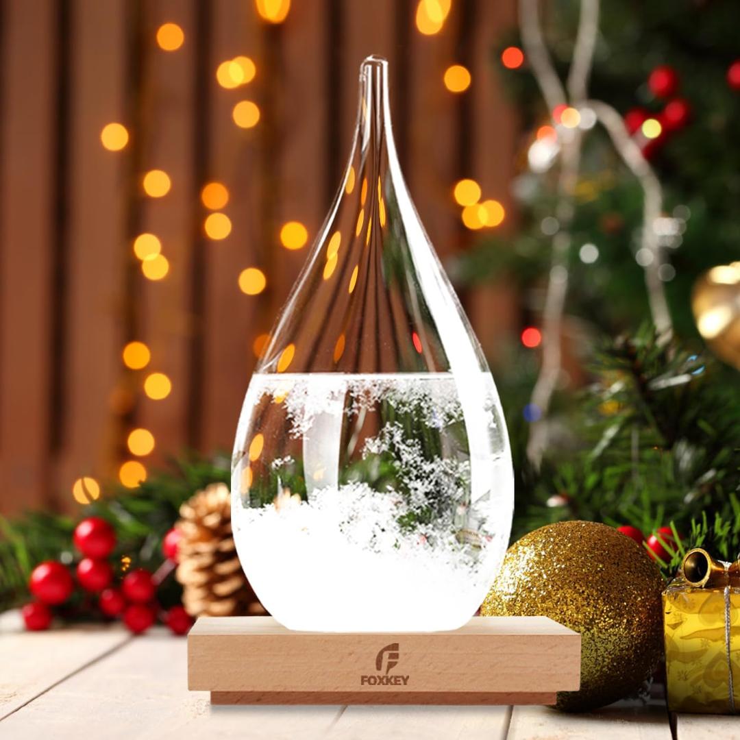 Storm Glass Weather Predictor, Snow Globe Drop-Shaped Weather Forecast Bottle, Unique Fashion Home Decor Weather for Men Women (XXL) (XX-Large)