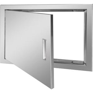 Outdoor Kitchen Door 24" W x 17" H Stainless Steel BBQ Single Access Door Flush Mount Vertical Wall Doors with Handle Suitable for Grilling Station Outside Cabinet Outdoor Kitchen
