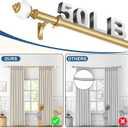 Heavy Duty Curtain Rods for Windows 48 to 84 Inch - 1 Inch Gold Curtain Rod - Adjustable Decorative Drapery Rods with Stacking Tower Full Transparency Finials and Aluminum Bracket