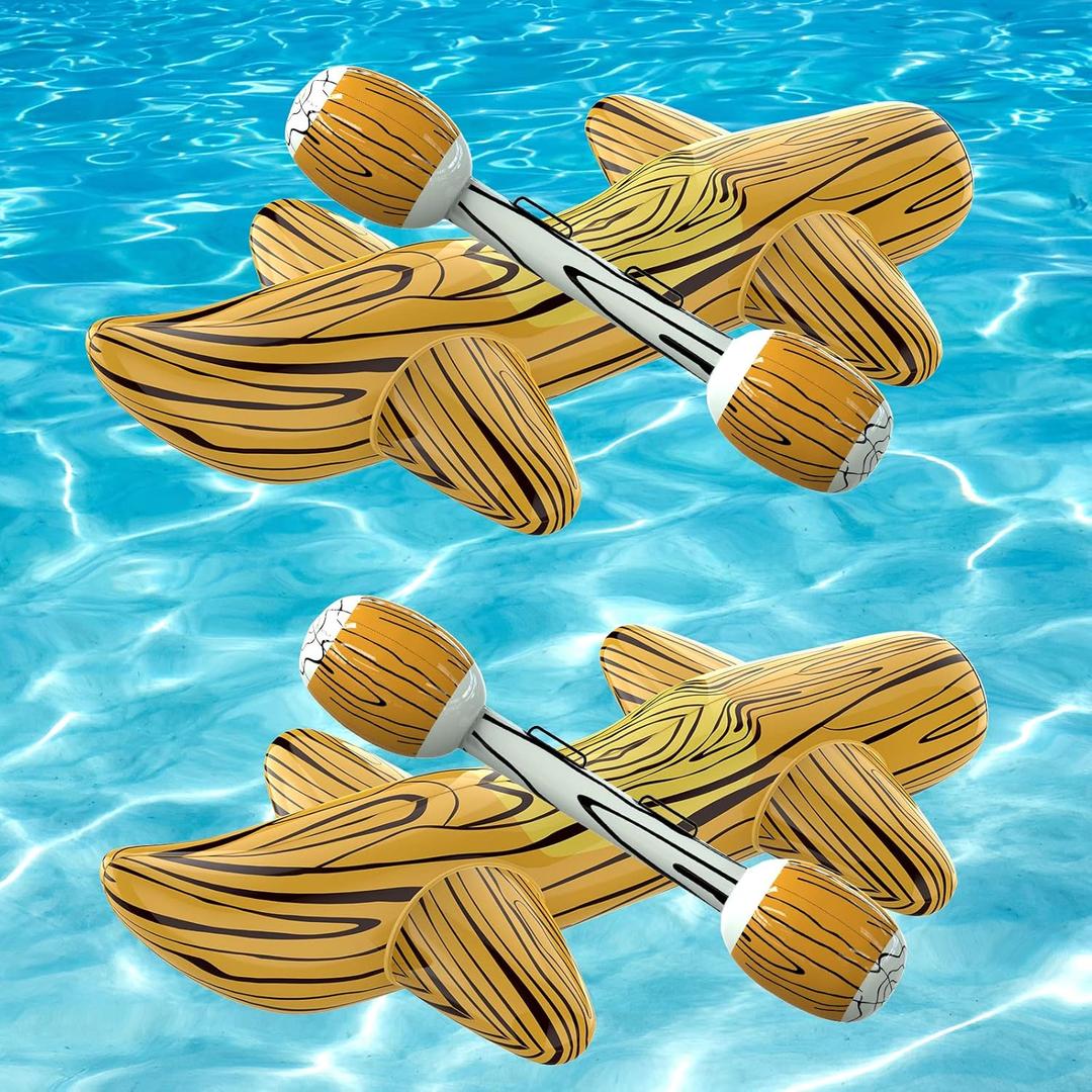 [2025 New Version Patented] 4Pcs Pool Floats Inflatable Raft Pool Toys for Kids Ages 6-8-12, Battle Log Rafts Water Toys Kids, Swimming Pool Game Pool Party Outdoor for Family