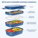 HOMETALL Stackable Bento Box Adult Lunch Box, Large Capacity 1900ml Lunchbox with Utensil Set, Leak-Proof for Dining Out, Work, Picnic, School