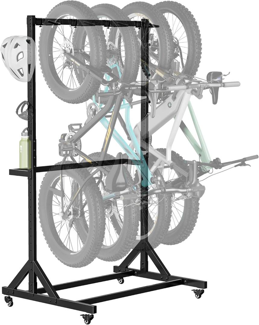 monTEK Rolling 4-Bike Rack Garage, Up to 4.5" Tire Width
