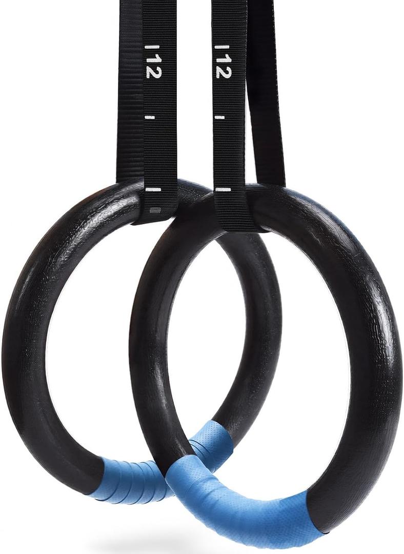 PACEARTH Gymnastic Rings 1100lbs Capacity with 14.76ft Adjustable Buckle Straps Pull Up Exercise Rings Non-Slip Rings for Home Gym Full Body Workout