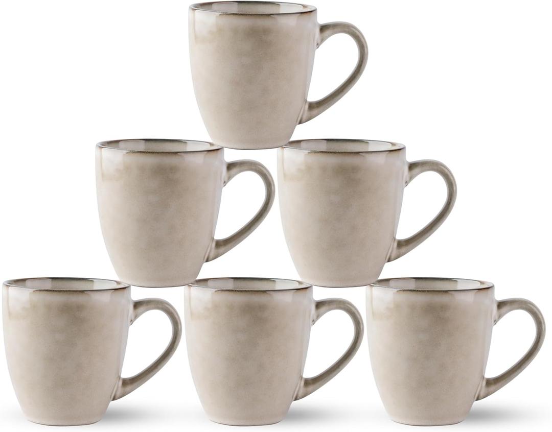 GBHOME Ceramic Coffee Mugs Set of 6, 12oz Stoneware Coffee Mugs Set For Dad Mom Women MEN, Light Weight Coffee Cups for Latte/Tea/Beer/Hot Cocoa, Dishwasher & Microwave Safe, Cappuccino