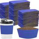 Disposable Coffee Cup Sleeves Corrugated Kraft Paper Coffee Cup Sleeves Holder Protective Insulated Heat Espresso ForHot Drinks 8-24oz (Royal Blue, 100 Pcs)