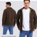 Men's Polar Fleece Warm Sherpa Lined Shirt Jacket for Men Thick Button Down Jacket with Multi Pockets (Brown, XL)