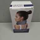 Heated Neck Brace Cervical Collar - Neck Support Brace with Heating Pad, Soft Foam Wraps Keep Vertebrae Stable and Aligned for Relief of Cervical Spine Pressure for Women & Men (M Size) Grey (Heated Style Medium (12.6-15.8 Inch))