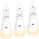2 x Emotionlite Rechargeable Emergency Light Bulb, 1800mAh Battery Backup for Home Power Failure, Outage Emergency Reading Lighting Camping Hurricane, 3 Brightness Dimmable, Warm White, E26 Base, 3 Pack