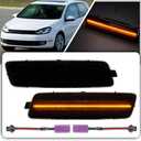 nsautolighting Golf LED Side Marker Light for 2010-2014 VW MK6 Golf MK6 Jetta Sportwagen Led Front Bumper Sidemarker Lamps Replace OEM Side Turn Signal Indicator Lamps Smoked Lens