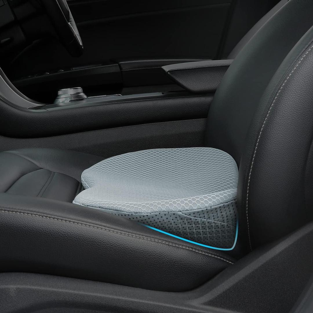 Car Seat Cushion - Memory Foam Car Seat Pad - Sciatica & Lower Back Pain Relief - Car Seat Cushions for Driving - Road Trip Essentials for Drivers(Gray)