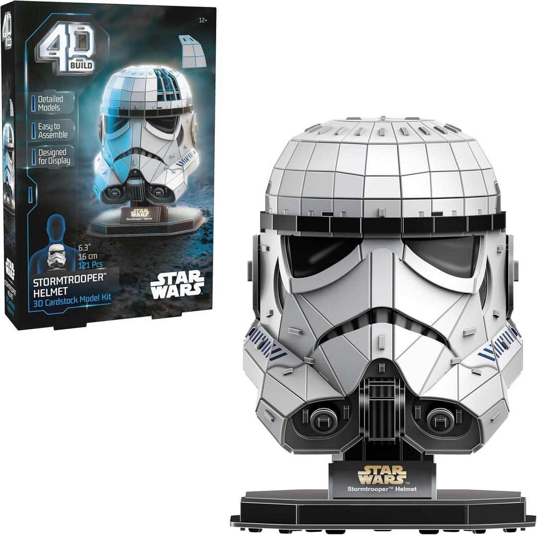 4D Build, Star Wars Stormtrooper Helmet 3D Model Kit with Stand, Star Wars Collectibles & Desk Dcor, Adult Puzzles, Building Toys, 121 Pieces, 3D Puzzles, Gift Ideas for Ages 12 & Up