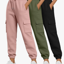 Neer 3 Pack Women's Cargo Sweatpants Joggers Pants Causal Gym Athletic Workout High Waist Bottom Y2k Fall Outfits with Pocket, XL