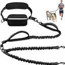 Uppetly Hands Free Double Dog Leash with Pouch, Dual Leash for 2 Dogs with Reflective Padded Handles, Durable Bungee and Lumbar Waist Belt for Walking, Jogging and Running (Medium/Large, 25-120 lbs)