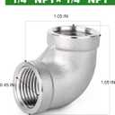 TAISHER 10PCS 304 Stainless Steel 90 Degree Elbow Fittings, 1/4 Inch NPT Female Pipe to 1/4 Inch NPT Female 304 Stainless Pipe Fitting