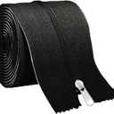 HOMEANING 1PC 3 inch x 7 ft Black Heavy Duty Zipper for Tarp, Wall, Rust-Resistant and Waterproof, Double-Side Indoor Outdoor Dust Barriers Peel, Excellent Air Tightness