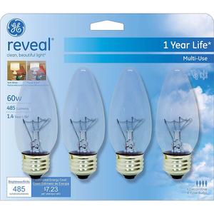 GE Reveal Light Bulb Soft White 60 W 455 Lumen E12 Candelabra Base 8 Bulbs, 2 Pcs