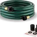 15FT Lightweight PVC Garden Hose: 1/2 Inch Flexible Hose with 3/4 Inch GHT and Shut Off Valve - Leak-Proof Design with Washers and Repair Connector for Small Yard Car Washing