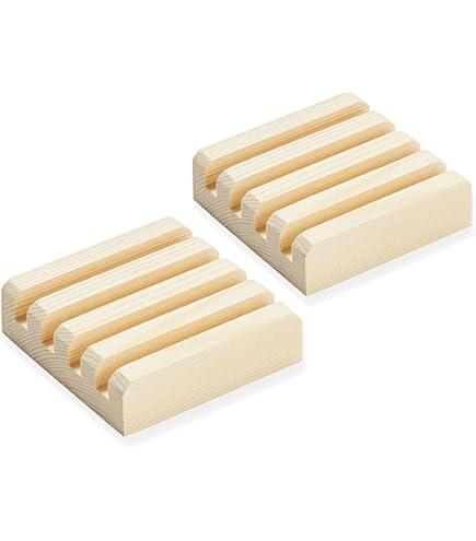 Juvale Wood Coaster Holders - 2-Pack Square Coaster Display Stand Hold Up to 4 Coasters, 3.9-Inch - for Kitchen, Dining Table, Home Decoration, Housewarming Gift