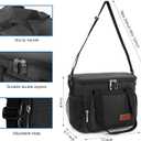 Femuar Reusable Lunch Box for Men/Women - Insulated Lunch Bag Leakproof Lunchbox for Work Office Picnic Beach - Freezable Lunch Cooler Bag with Adjustable Shoulder Strap - Black